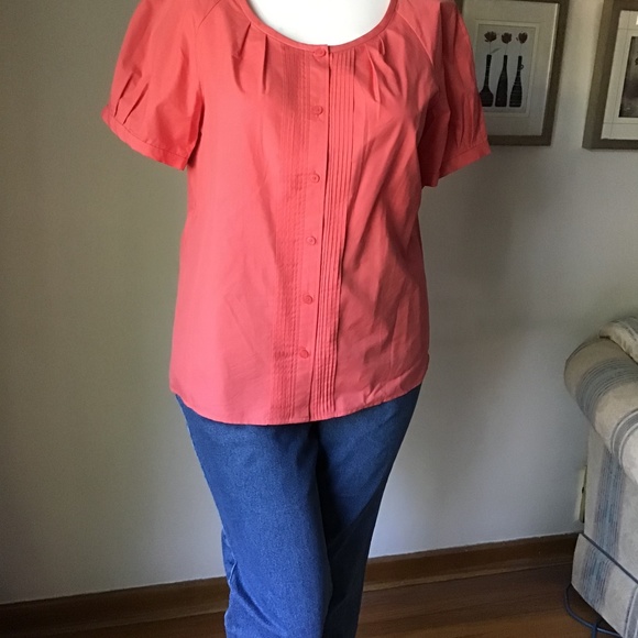 Liz Claiborne Coral Button-Up Top - Picture 1 of 8